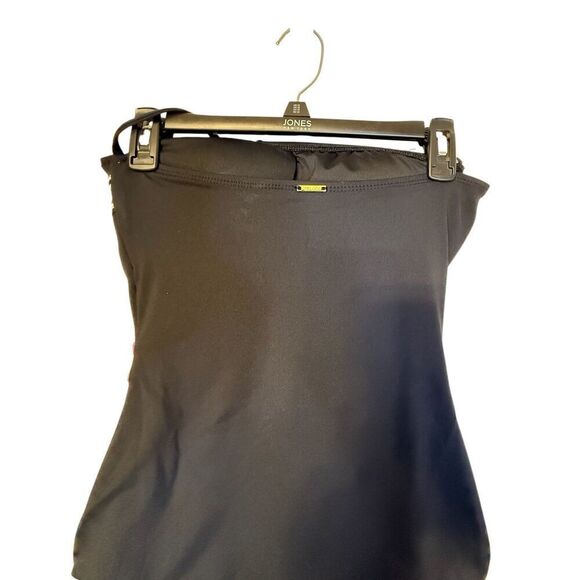 Anne Cole Stripe Bandeau One Piece Swim Suit Black/Pink/White Sz. M Beach - Picture 5 of 11